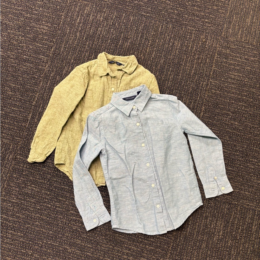 Janie and Jack Kids Button-Down Shirts - Light Blue and Olive